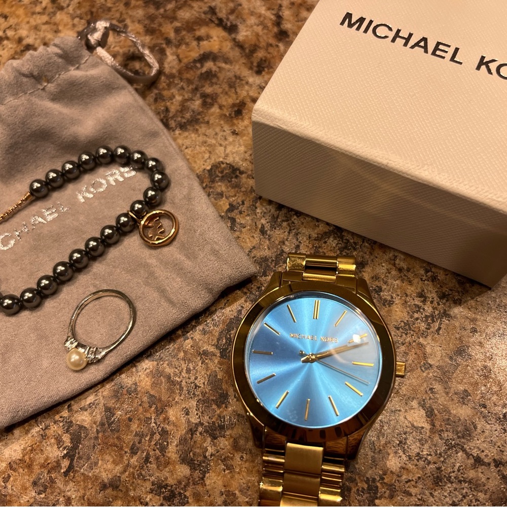 Michael Kors watch, bracelet, ring